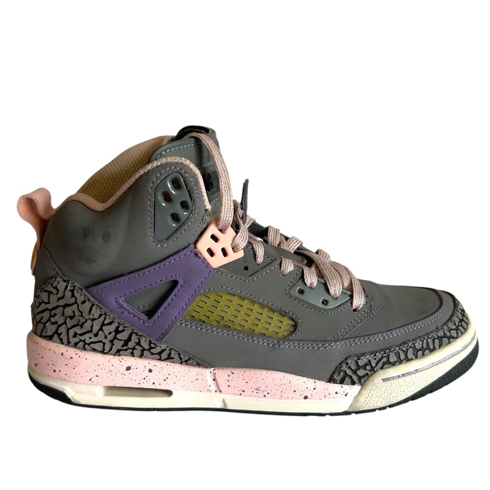 Jordan Spizike GS Kids Streetwear Gray Pink Elephant Print Sneakers Size 7Y